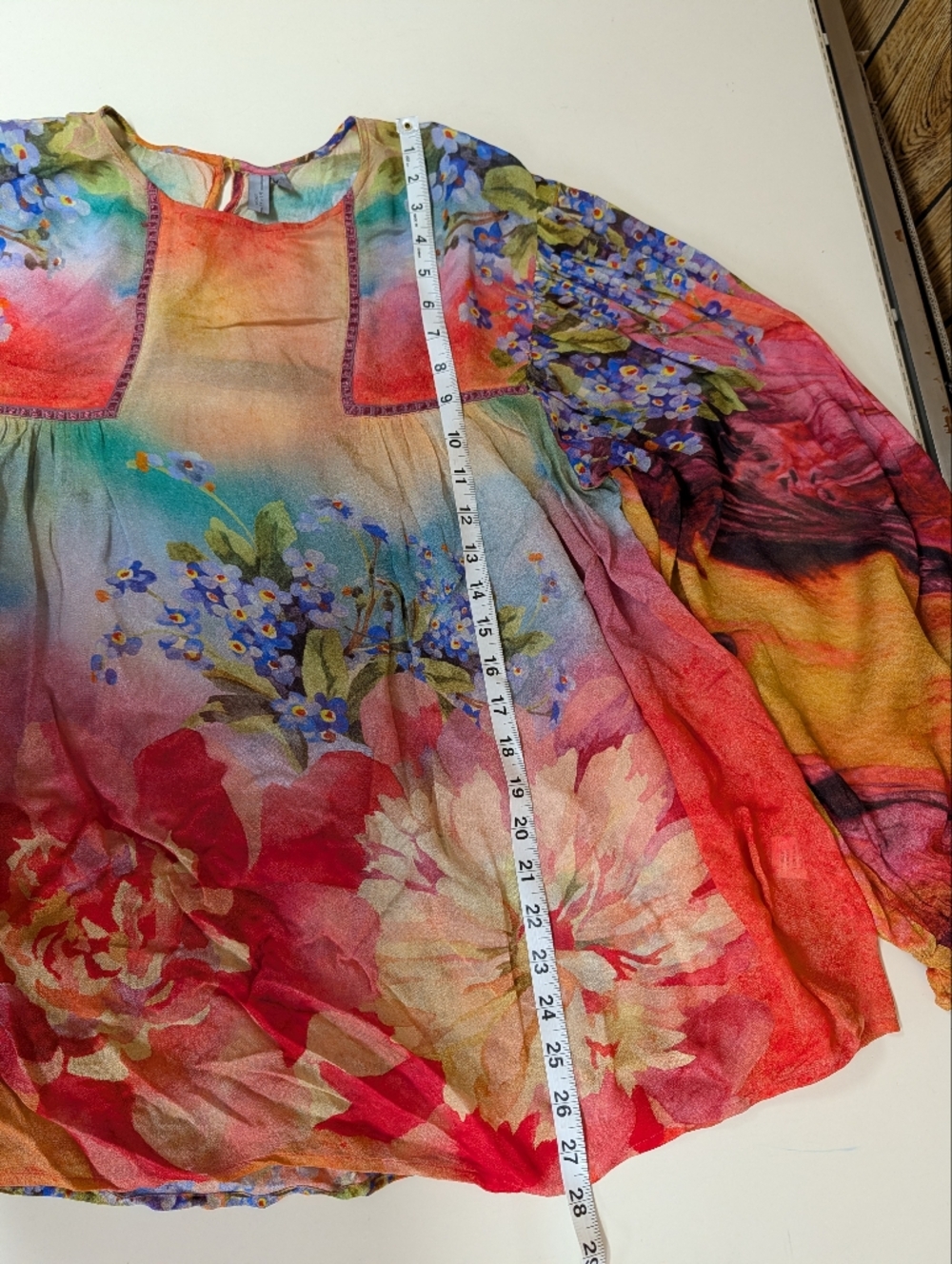 Anthropologie BL-NK Miranda Peasant Blouse XL Boho Floral Long Sleeve - Picture 14 of 15